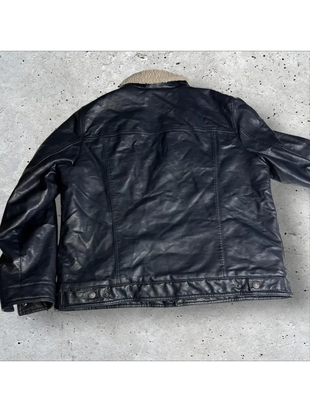 Levi's Men's Faux Leather Sherpa Trucker Bomber Motorcycle Jacket Blue Green